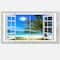 Designart - Window Open to Beach with Palm - Extra Large Seashore Canvas Art